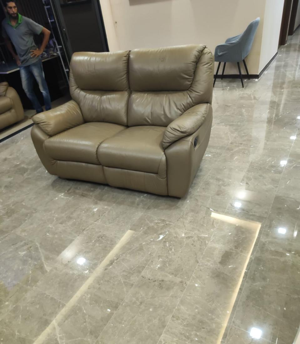 Polished grey marble living room with sofa