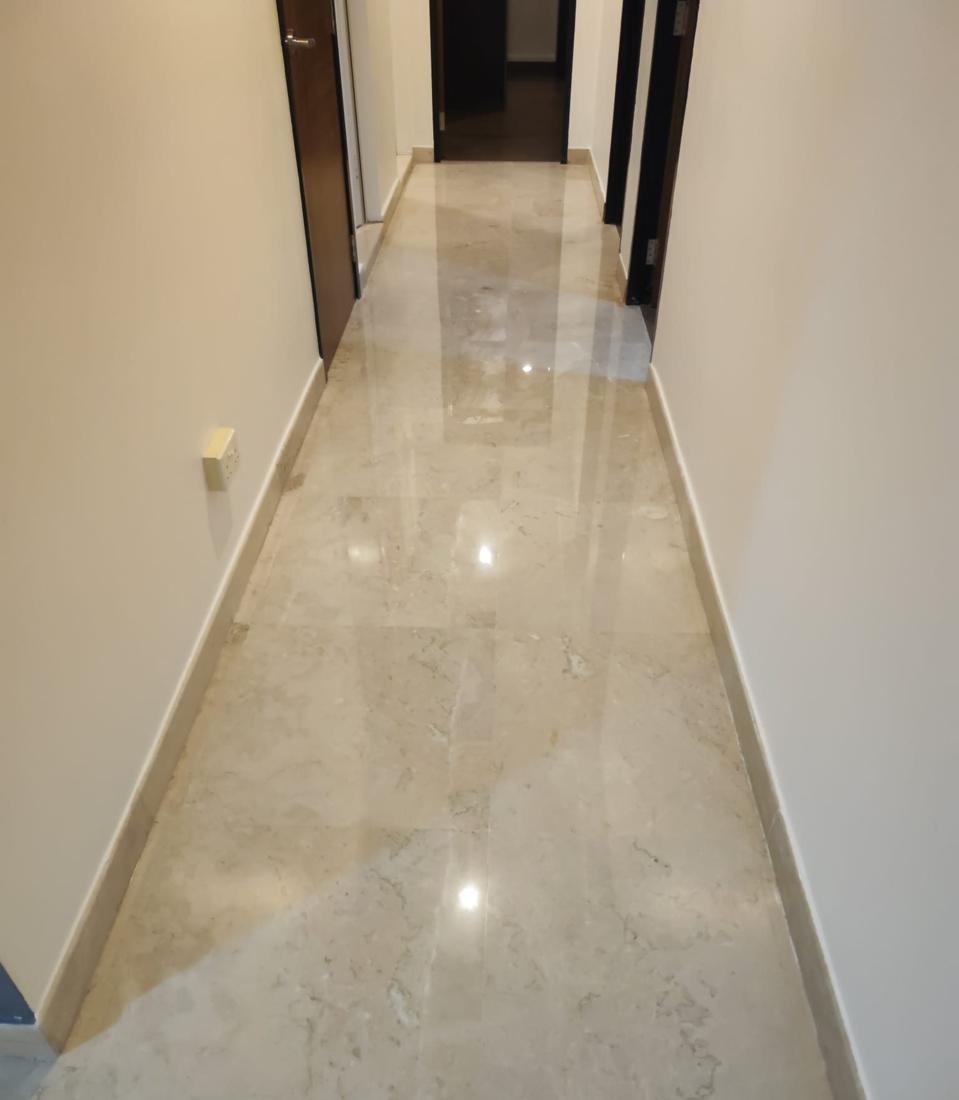 Polished marble corridor in an HDB flat